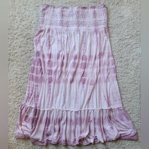 Raviya Women's Tide-dye strapless Cover-up Or Skirt Large Pink/white 100% Rayon•
